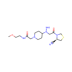 COCCNC(=O)CN1CCC(N(N)CC(=O)N2CSC[C@H]2C#N)CC1 ZINC000049089961