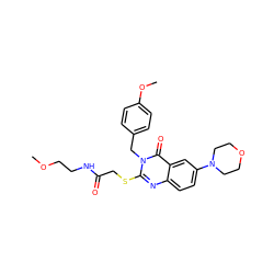 COCCNC(=O)CSc1nc2ccc(N3CCOCC3)cc2c(=O)n1Cc1ccc(OC)cc1 ZINC000008672514