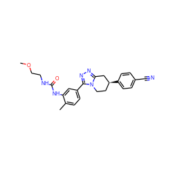 COCCNC(=O)Nc1cc(-c2nnc3n2CC[C@H](c2ccc(C#N)cc2)C3)ccc1C ZINC000098185351