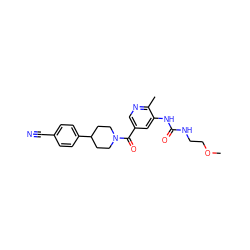 COCCNC(=O)Nc1cc(C(=O)N2CCC(c3ccc(C#N)cc3)CC2)cnc1C ZINC000143586137