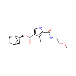 COCCNC(=O)c1[nH]cc(C(=O)O[C@H]2C[C@H]3CC[C@H]2C3)c1C ZINC000253654733