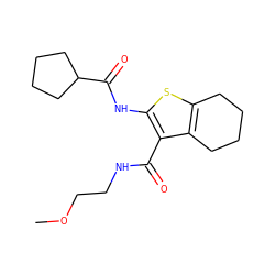 COCCNC(=O)c1c(NC(=O)C2CCCC2)sc2c1CCCC2 ZINC000095563375