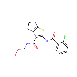 COCCNC(=O)c1c(NC(=O)c2ccccc2Cl)sc2c1CCC2 ZINC000095562861