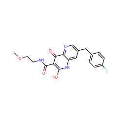 COCCNC(=O)c1c(O)[nH]c2cc(Cc3ccc(F)cc3)cnc2c1=O ZINC000040421933