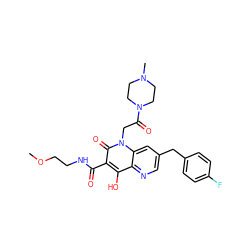 COCCNC(=O)c1c(O)c2ncc(Cc3ccc(F)cc3)cc2n(CC(=O)N2CCN(C)CC2)c1=O ZINC000149010990