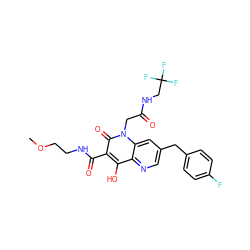 COCCNC(=O)c1c(O)c2ncc(Cc3ccc(F)cc3)cc2n(CC(=O)NCC(F)(F)F)c1=O ZINC000149989367