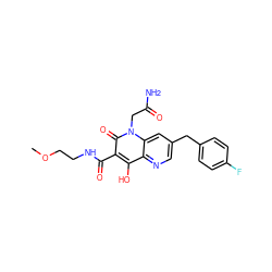 COCCNC(=O)c1c(O)c2ncc(Cc3ccc(F)cc3)cc2n(CC(N)=O)c1=O ZINC000149967735