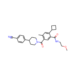 COCCNC(=O)c1cc(C(=O)N2CCC(c3ccc(C#N)cc3)CC2)c(C)cc1C1CCC1 ZINC000150278279