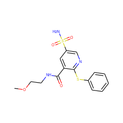 COCCNC(=O)c1cc(S(N)(=O)=O)cnc1Sc1ccccc1 ZINC000049089553