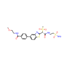 COCCNC(=O)c1ccc(-c2ccc3sc([C@@H](C(=O)NCCS(N)(=O)=O)S(C)(=O)=O)nc3c2)cc1 ZINC000146077091