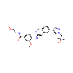 COCCNC(=O)c1ccc(Nc2cc3cc(-c4cnn(CC(C)(C)O)c4)ccc3cn2)c(OC)c1 ZINC000207767225