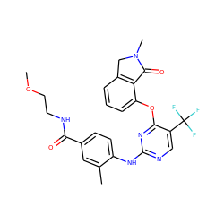 COCCNC(=O)c1ccc(Nc2ncc(C(F)(F)F)c(Oc3cccc4c3C(=O)N(C)C4)n2)c(C)c1 ZINC000146068586