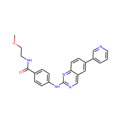 COCCNC(=O)c1ccc(Nc2ncc3cc(-c4cccnc4)ccc3n2)cc1 ZINC000095590976