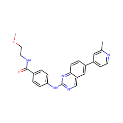 COCCNC(=O)c1ccc(Nc2ncc3cc(-c4ccnc(C)c4)ccc3n2)cc1 ZINC000095589576