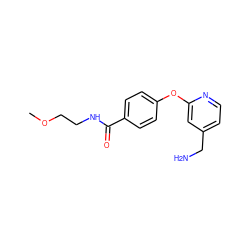 COCCNC(=O)c1ccc(Oc2cc(CN)ccn2)cc1 ZINC001772609360