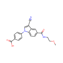 COCCNC(=O)c1ccc2c(c1)c(C#N)cn2-c1ccc(C(=O)O)cc1 ZINC000202399313