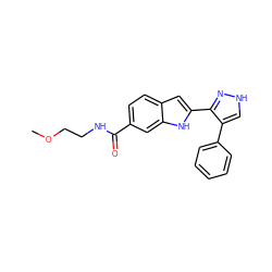 COCCNC(=O)c1ccc2cc(-c3n[nH]cc3-c3ccccc3)[nH]c2c1 ZINC000049808373