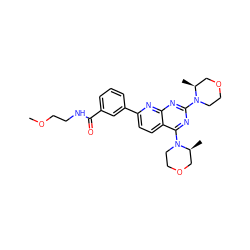 COCCNC(=O)c1cccc(-c2ccc3c(N4CCOC[C@@H]4C)nc(N4CCOC[C@@H]4C)nc3n2)c1 ZINC000139555773