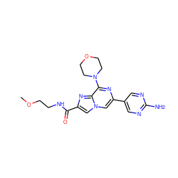 COCCNC(=O)c1cn2cc(-c3cnc(N)nc3)nc(N3CCOCC3)c2n1 ZINC000084708674