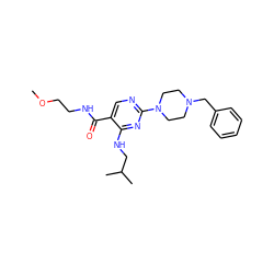 COCCNC(=O)c1cnc(N2CCN(Cc3ccccc3)CC2)nc1NCC(C)C ZINC000072114843