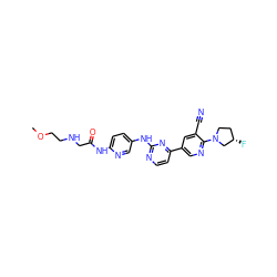 COCCNCC(=O)Nc1ccc(Nc2nccc(-c3cnc(N4CC[C@H](F)C4)c(C#N)c3)n2)cn1 ZINC001772604627