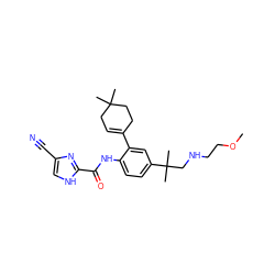 COCCNCC(C)(C)c1ccc(NC(=O)c2nc(C#N)c[nH]2)c(C2=CCC(C)(C)CC2)c1 ZINC000103281322