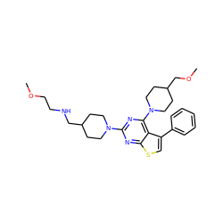 COCCNCC1CCN(c2nc(N3CCC(COC)CC3)c3c(-c4ccccc4)csc3n2)CC1 ZINC000146452405