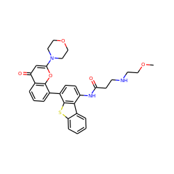 COCCNCCC(=O)Nc1ccc(-c2cccc3c(=O)cc(N4CCOCC4)oc23)c2sc3ccccc3c12 ZINC000101696420