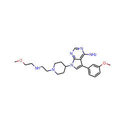 COCCNCCN1CCC(n2cc(-c3cccc(OC)c3)c3c(N)ncnc32)CC1 ZINC000027993322