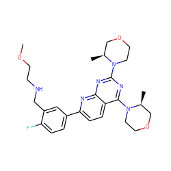 COCCNCc1cc(-c2ccc3c(N4CCOC[C@@H]4C)nc(N4CCOC[C@@H]4C)nc3n2)ccc1F ZINC000139431356