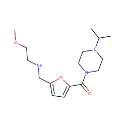 COCCNCc1ccc(C(=O)N2CCN(C(C)C)CC2)o1 ZINC000035995139