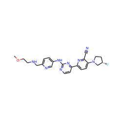 COCCNCc1ccc(Nc2nccc(-c3ccc(N4CC[C@H](F)C4)c(C#N)n3)n2)cn1 ZINC001772587273