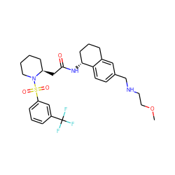 COCCNCc1ccc2c(c1)CCC[C@H]2NC(=O)C[C@@H]1CCCCN1S(=O)(=O)c1cccc(C(F)(F)F)c1 ZINC000036161380