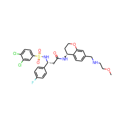 COCCNCc1ccc2c(c1)OCC[C@H]2NC(=O)C[C@@H](NS(=O)(=O)c1ccc(Cl)c(Cl)c1)c1ccc(F)cc1 ZINC000028643247