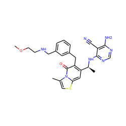 COCCNCc1cccc(Cc2c([C@H](C)Nc3ncnc(N)c3C#N)cc3scc(C)n3c2=O)c1 ZINC001772612103