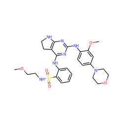 COCCNS(=O)(=O)c1ccccc1Nc1nc(Nc2ccc(N3CCOCC3)cc2OC)nc2c1CCN2 ZINC000221681732