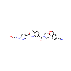 COCCNc1ccc(C(=O)Nc2cc(C(=O)N3CCC4(CC3)OCc3cc(C#N)ccc34)ccc2C)cn1 ZINC000098186058