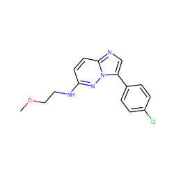 COCCNc1ccc2ncc(-c3ccc(Cl)cc3)n2n1 ZINC000064475009