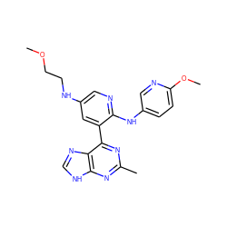 COCCNc1cnc(Nc2ccc(OC)nc2)c(-c2nc(C)nc3[nH]cnc23)c1 ZINC000113150494