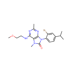 COCCNc1nc(C)nc2c1n(C)c(=O)n2-c1ccc(C(C)C)cc1Br ZINC000028087536