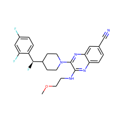 COCCNc1nc2ccc(C#N)cc2nc1N1CCC([C@@H](F)c2ccc(F)cc2F)CC1 ZINC000144232520