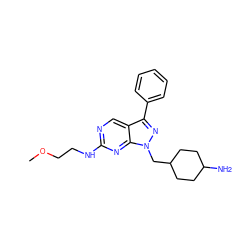 COCCNc1ncc2c(-c3ccccc3)nn(CC3CCC(N)CC3)c2n1 ZINC000084653521