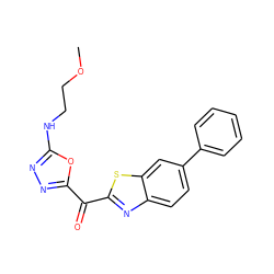 COCCNc1nnc(C(=O)c2nc3ccc(-c4ccccc4)cc3s2)o1 ZINC001772585609