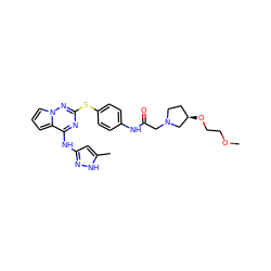 COCCO[C@@H]1CCN(CC(=O)Nc2ccc(Sc3nc(Nc4cc(C)[nH]n4)c4cccn4n3)cc2)C1 ZINC000095552167