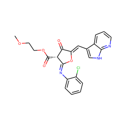 COCCOC(=O)[C@@H]1C(=O)/C(=C/c2c[nH]c3ncccc23)O/C1=N\c1ccccc1Cl ZINC000169702610