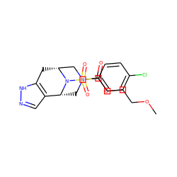 COCCOC(=O)N1C[C@@H]2c3cn[nH]c3C[C@H](C1)N2S(=O)(=O)c1ccc(Cl)cc1 ZINC000045256369