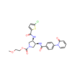 COCCOC(=O)N1C[C@H](NC(=O)c2ccc(-n3ccccc3=O)cc2)[C@H](NC(=O)c2ccc(Cl)s2)C1 ZINC000028826229