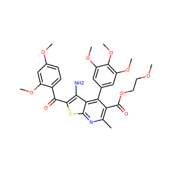 COCCOC(=O)c1c(C)nc2sc(C(=O)c3ccc(OC)cc3OC)c(N)c2c1-c1cc(OC)c(OC)c(OC)c1 ZINC000223404027