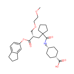 COCCOC[C@H](CC1(C(=O)N[C@H]2CC[C@@H](C(=O)O)CC2)CCCC1)C(=O)Oc1ccc2c(c1)CCC2 ZINC000253733842