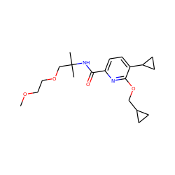 COCCOCC(C)(C)NC(=O)c1ccc(C2CC2)c(OCC2CC2)n1 ZINC000207731967